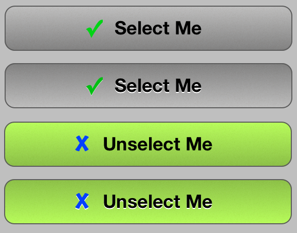 A button showing normal, highlighted, selected and selected + highlighted states