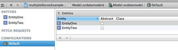 The model editor with the default configuration selected